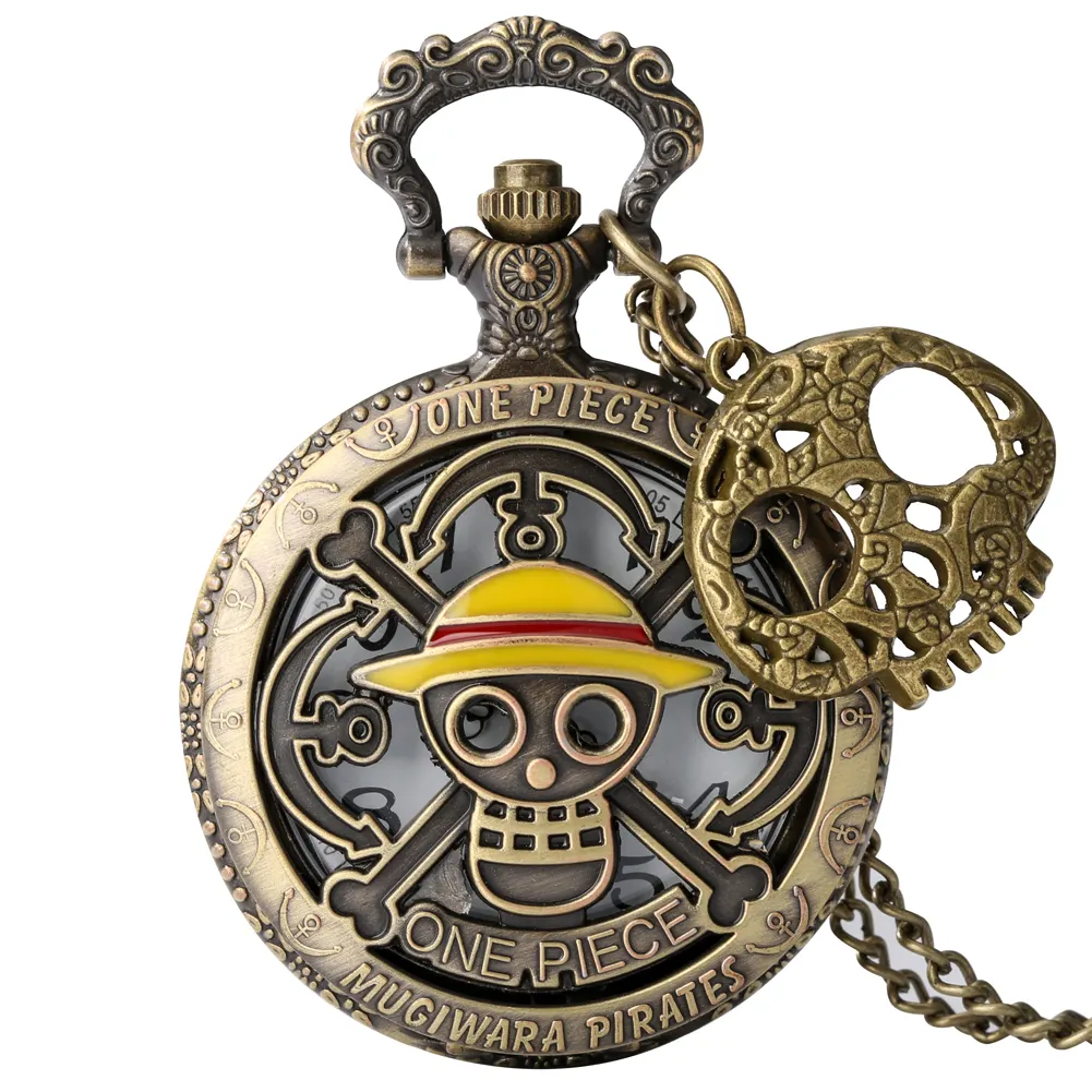 2021 Best Selling Full Metal Alloy Hollow Design Japan Cartoon Anime One Piece Pocket Watches