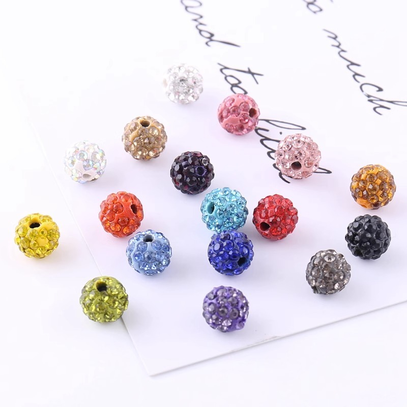 JOYFFO 10mm Shiny Disco Ball Beads Bulk Fancy Sparkle Crystal Clay Jewelry Making DIY Clay Porcelain Beads