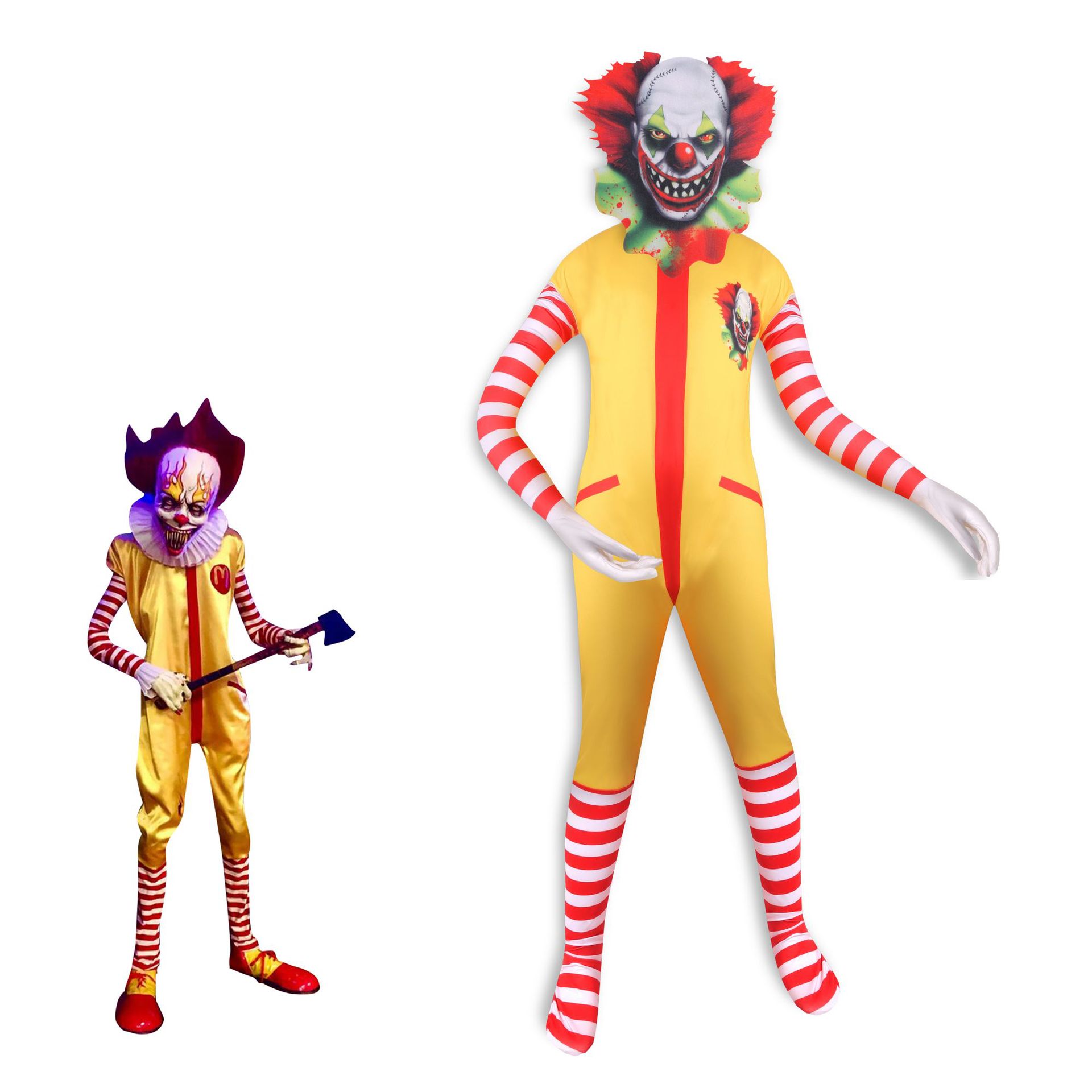 halloween 2021 carnival cosplay kids customs costumes clothing other red striped hallowen clown one-piece costume with mask