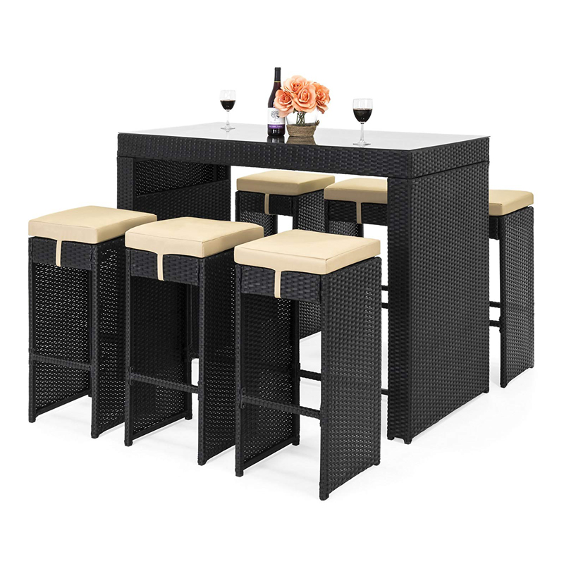 All weather PE rattan outdoor bar counter furniture set