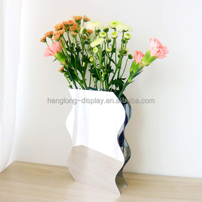 2021 European Modern Light Luxury Mirror Acrylic Vase for Living Room Decoration