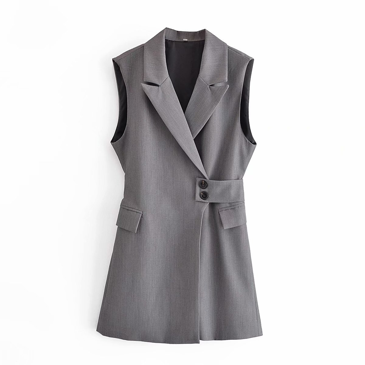 fashion women vest new designs office wear solid color lapel collar ladies vest tops