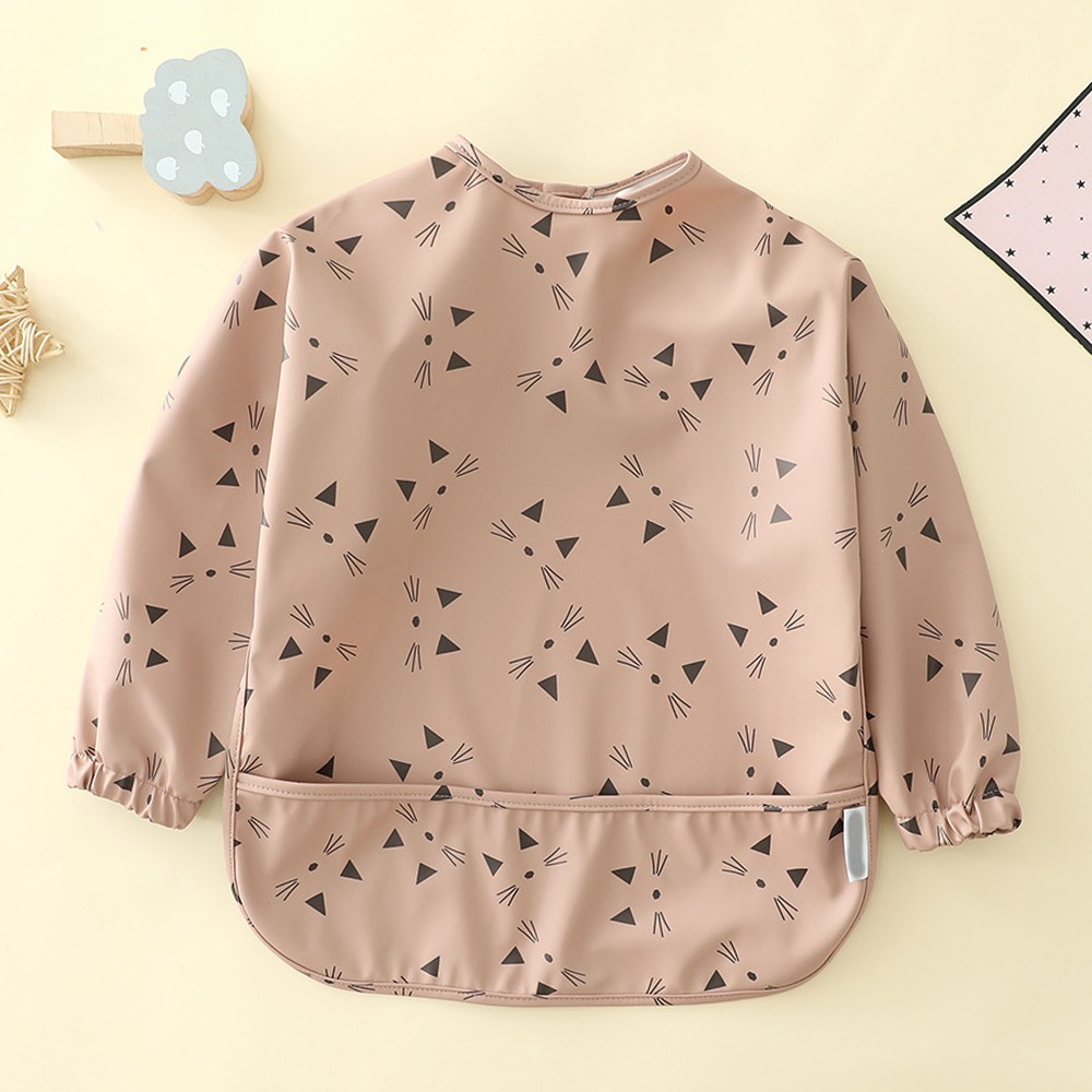 Baby Kids Toddler Long Sleeve Scarf Waterproof Art Smock Feeding Bib Apron Pocket Infant Boy Girls Burp Cloth