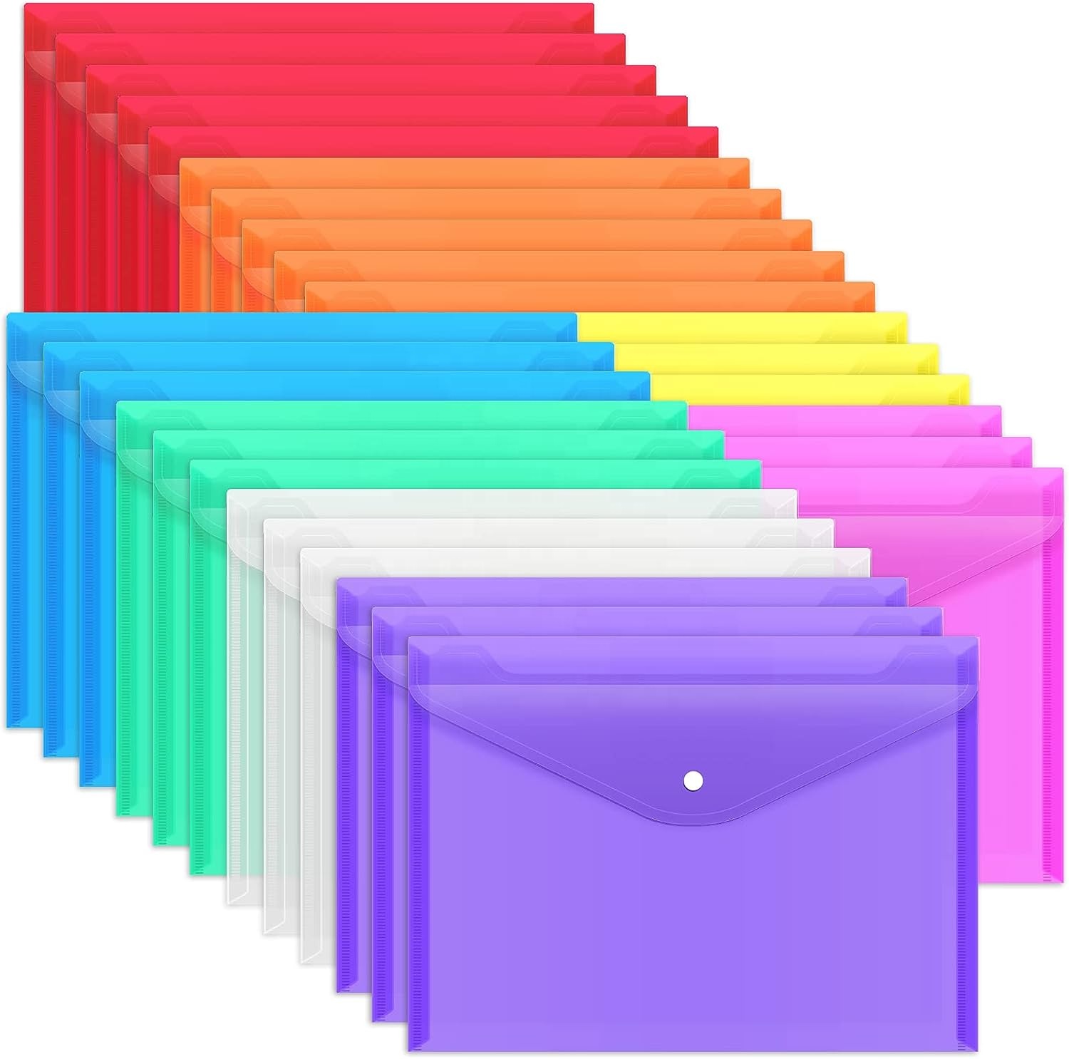 Hot Sales Plastic Envelope Pocket Wallets School Folder Document A4 Clear File Bag With Snap Button Folders Custom Logo