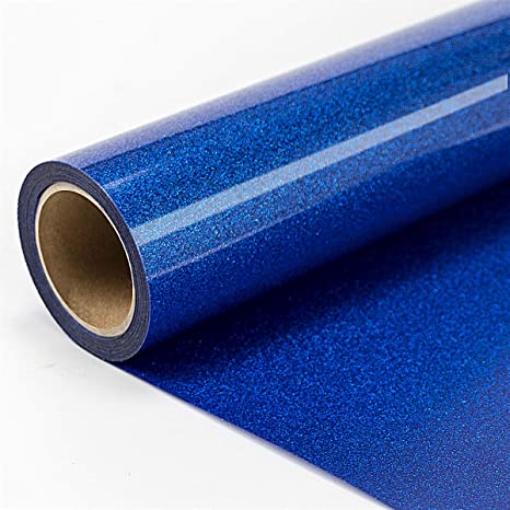 No Powder Off Blue Glitter Heat Transfer Vinyl Glitter Vinyl HTV Rolls Easy Weed Wholesale For Clothing