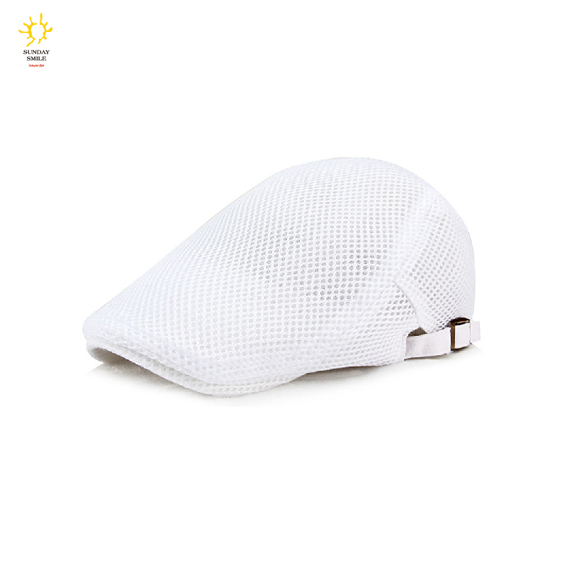 Men Breathable Mesh Summer Hat Adjustable News Boy Beret Ivy Hats Cabbie Flat Duckbill Caps