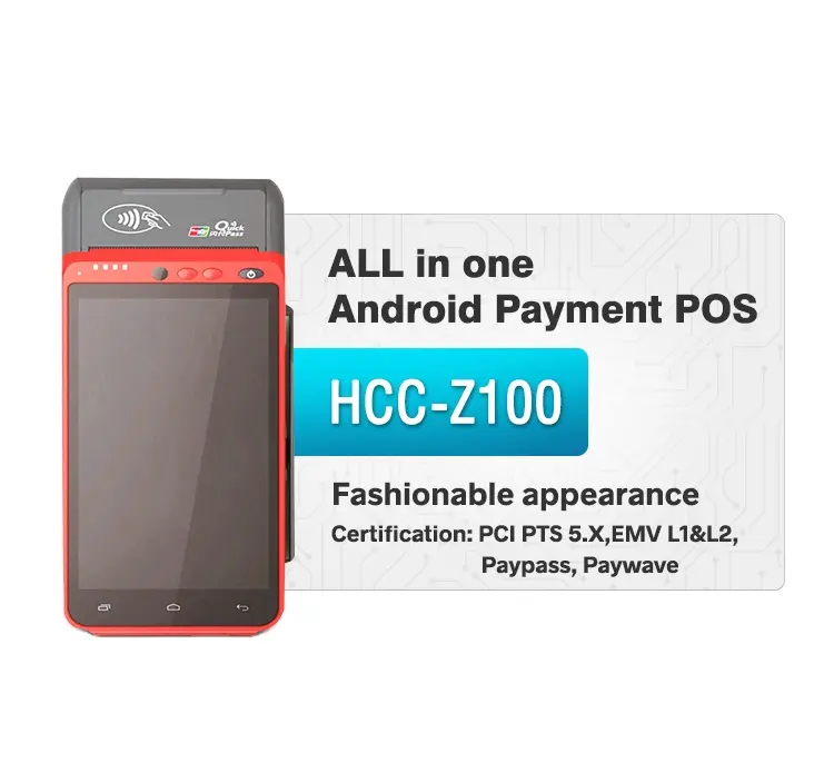 HCC-Z100C Portable Bus E-ticketing Mobile All In One Epos Touch Screen Android Handheld POS System With Printer For Grocery