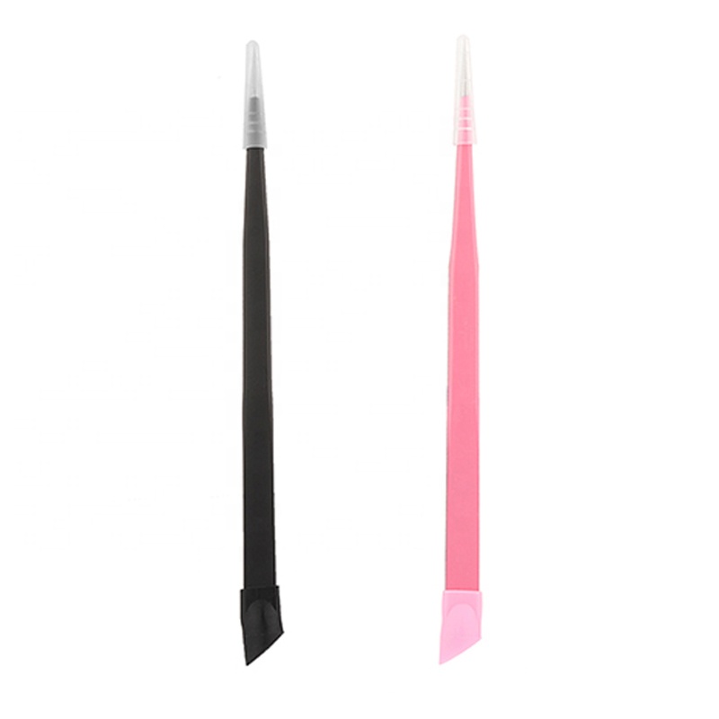 2 Heads Straight Nail Tweezers with Silicone Pressing Head for 3D Sticker Rhinestones Water Sticker Picker Metal Nails Tools
