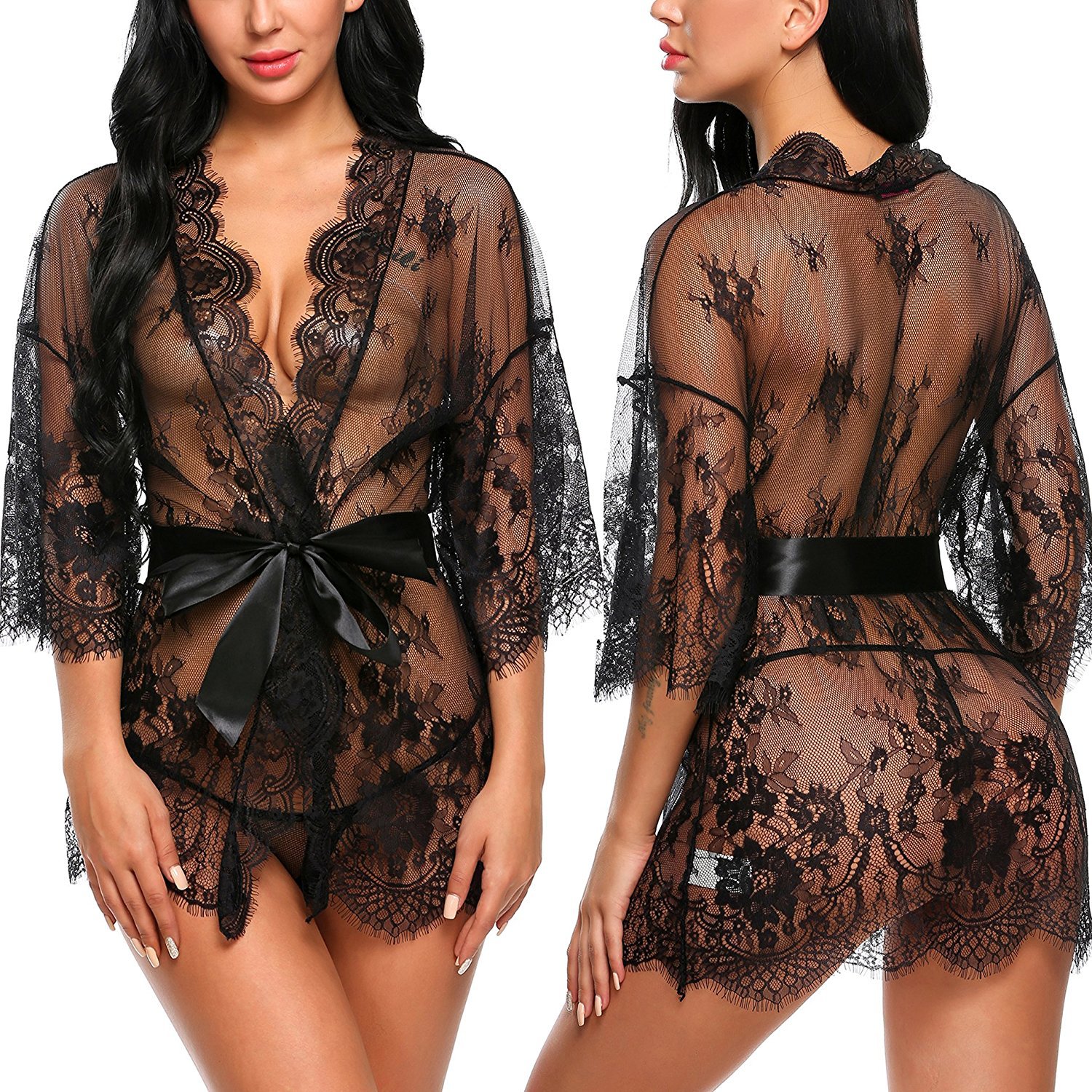 Wonderful OEM ODM Wholesale Summer Beach Dress Tunic Sexy See Through Lace Long Sleeve Open Front Women Kimono Cardigan