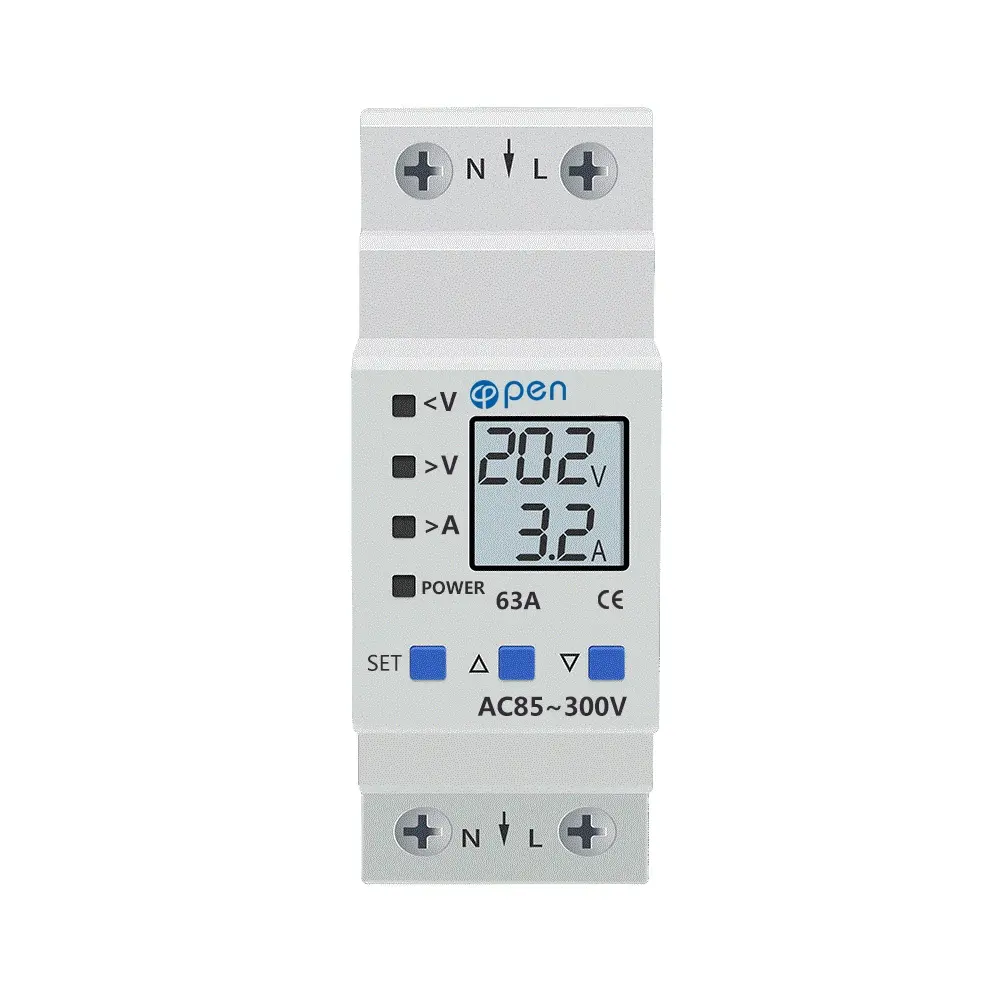 Adjustable  LCD digital Under Voltage And Over Voltage Protector with energy monitor