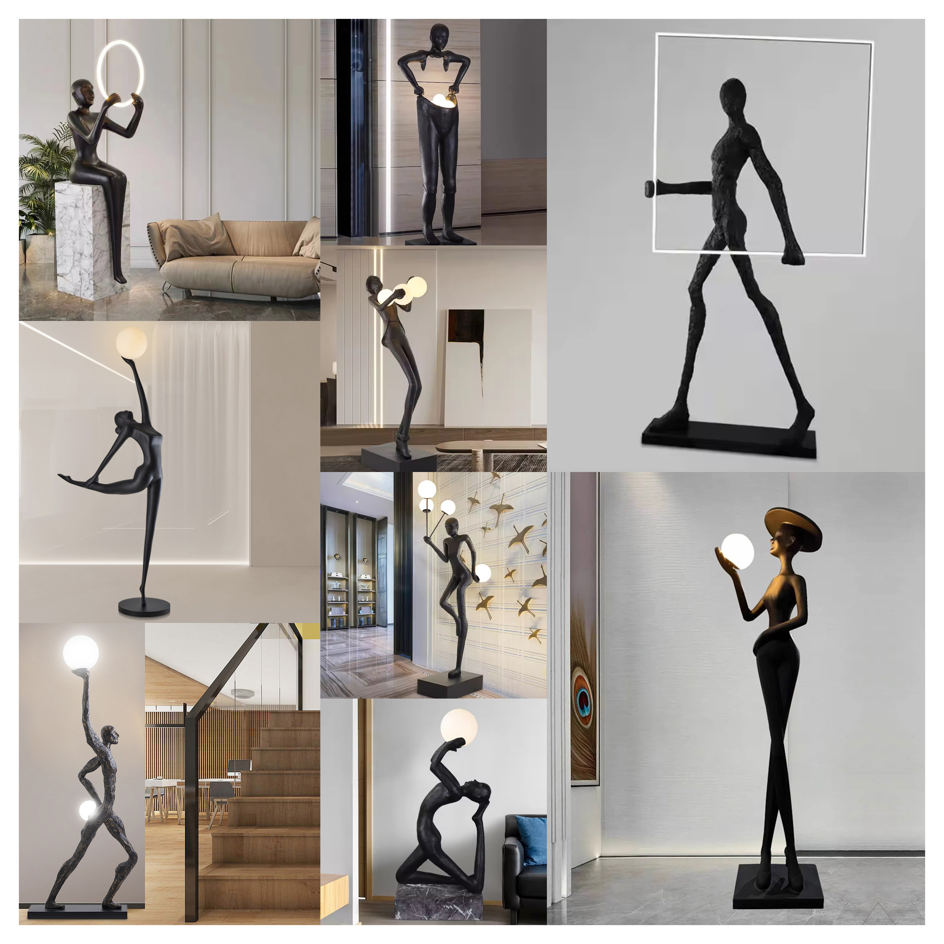 Modern Resin Human Body Floor Lamp LED Dimmable Standing Floor Lamp for Hotel Lobby Living Room Outdoor Sculpture Floor Lamps