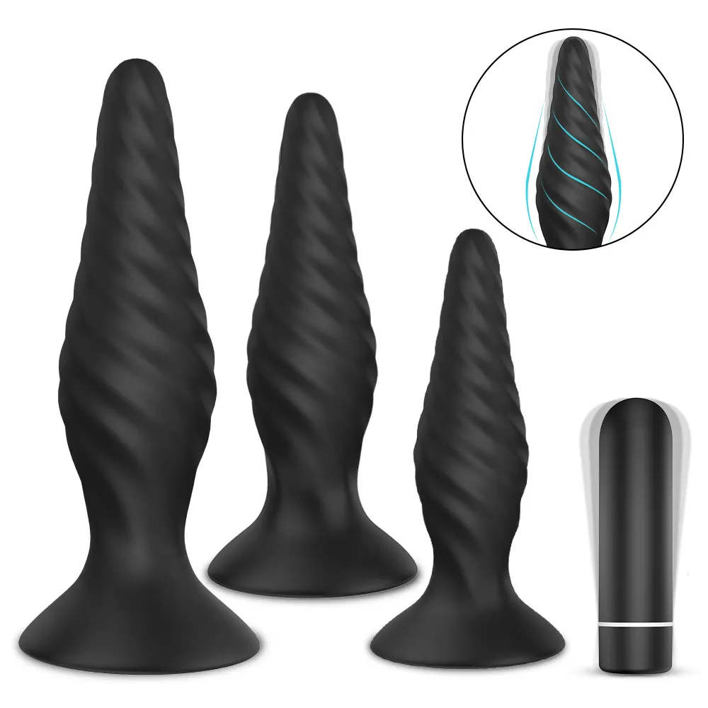 S-HANDE 3 Pcs/set Silicone electric shock Vibrating Sex Toys Anal Butt Plug Underwear For Male Couple Anal sexual