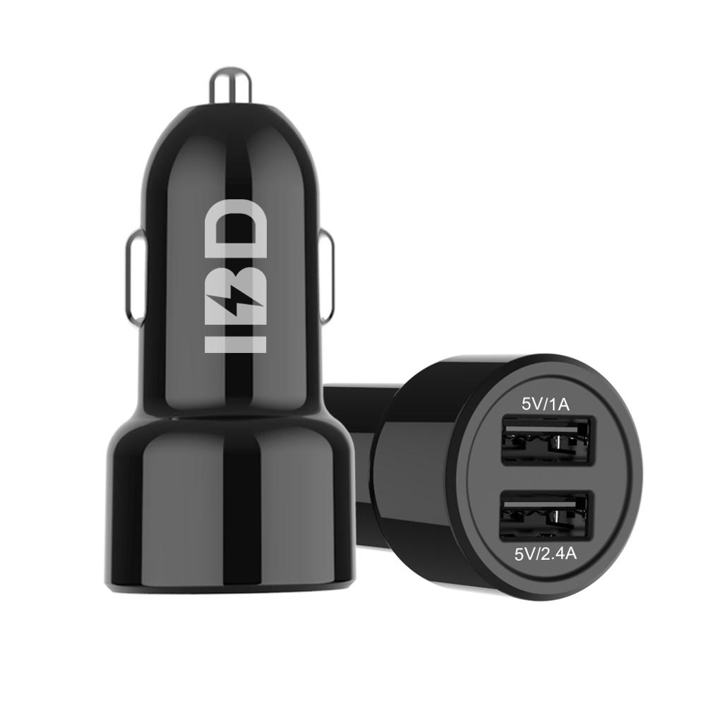 IBD competitive wholesale price qc1.0 5V/2.4A fast car charger and 1A universal car charger for smartphone