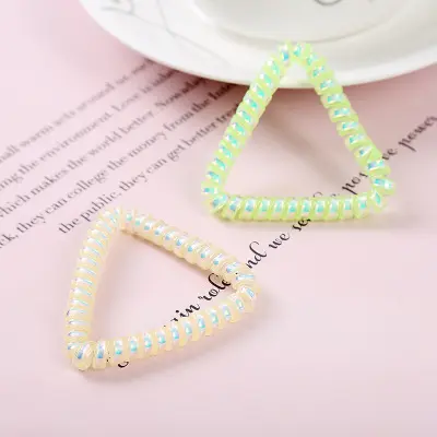 Women Girls Special Triangle Shape Seamless Elastic Telephone Traceless Hair Coil Tie