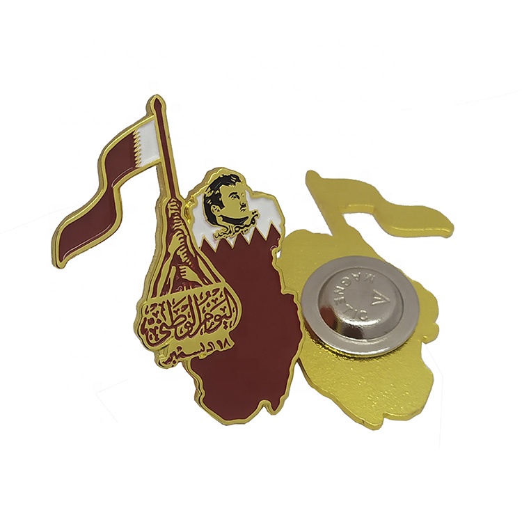 2021 Qatar Map With Sheikh Magnetic Pin Qatar National Day Pin Badge
