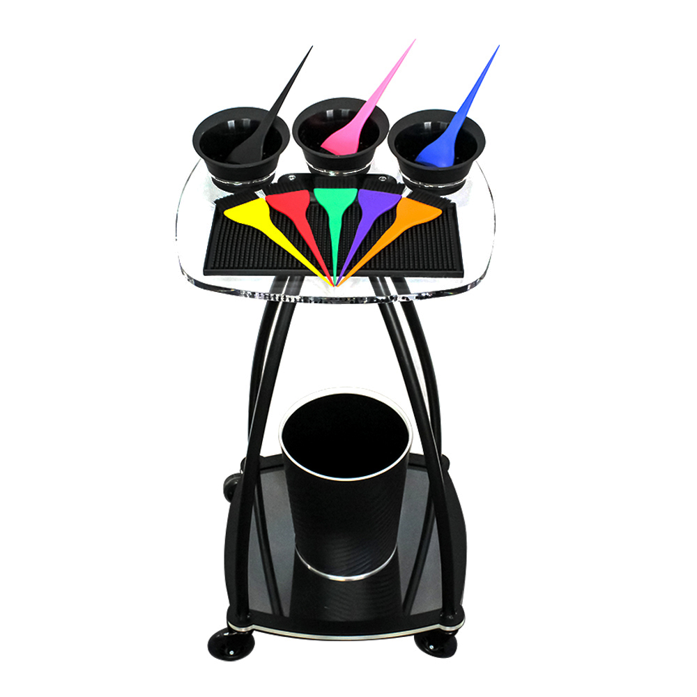 Customized Hairdressing Barber Cart Trolley Professionnel Acrylic Beauty Hair Salon Trolley With Doesn't Suck Hair Wheel