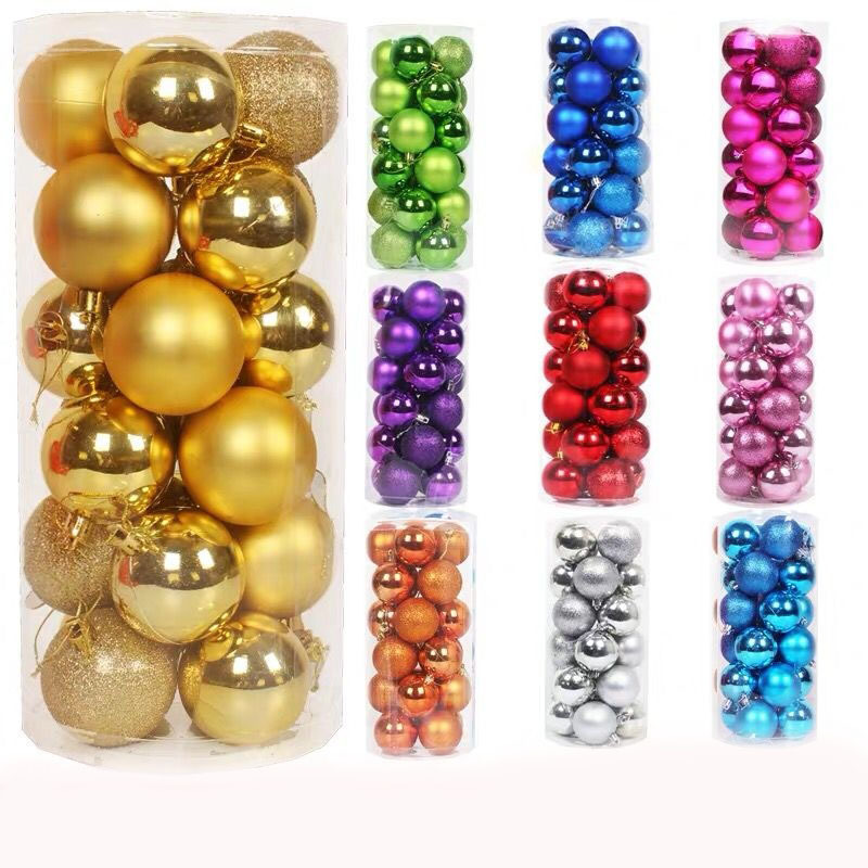 High Quality Christmas Tree Decoration Colorful 6Cm Round Christmas Ornament Balls Plastic