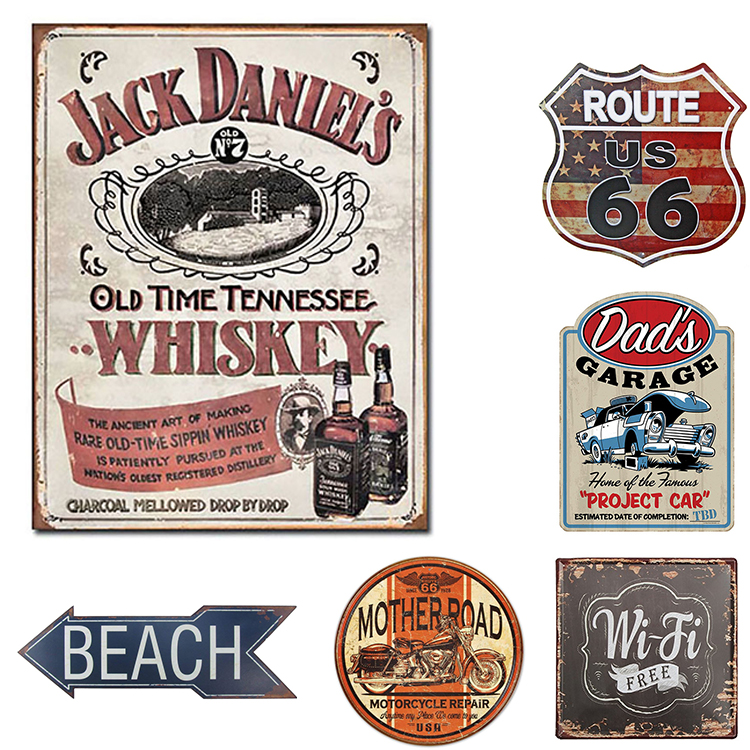 Wholesale Vintage Metal Retro Tin Signs for Hotel Bar Wall Decoration