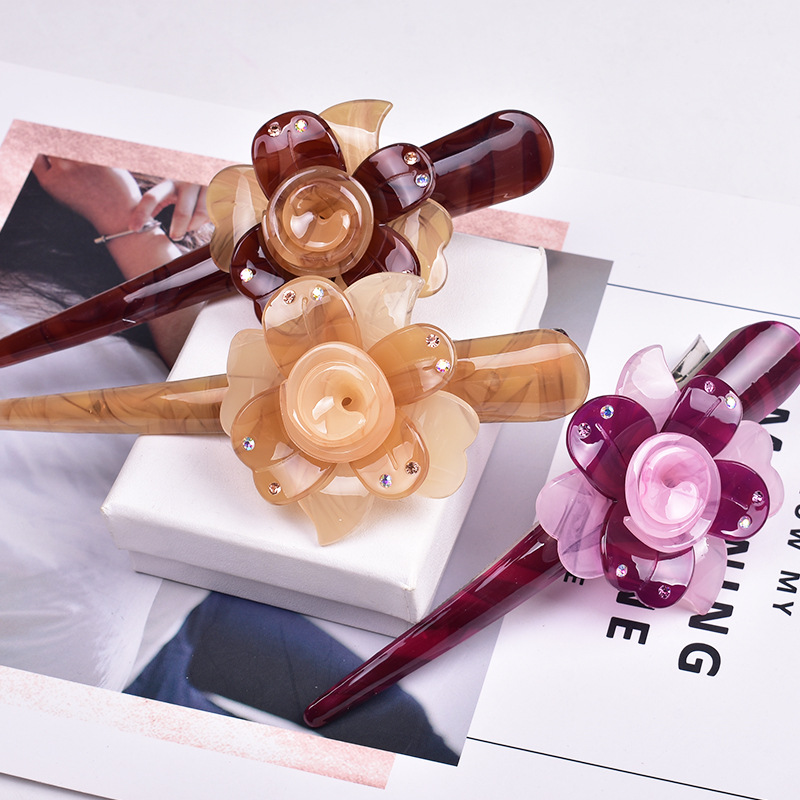 RARA 14CM Ins Hairgrips Duckbill Clips Fashionable Women Large Alligator Hair Clip Wholesale Flower Acrylic Barrette