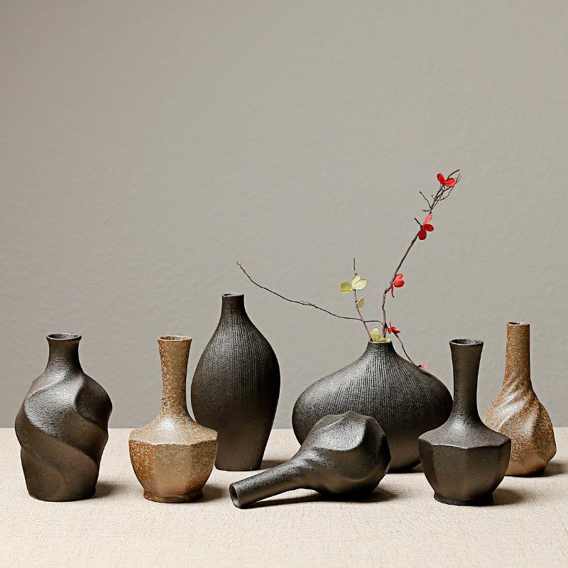 European-style stoneware flower ceramic vase chinese small vase retro flower pot decoration