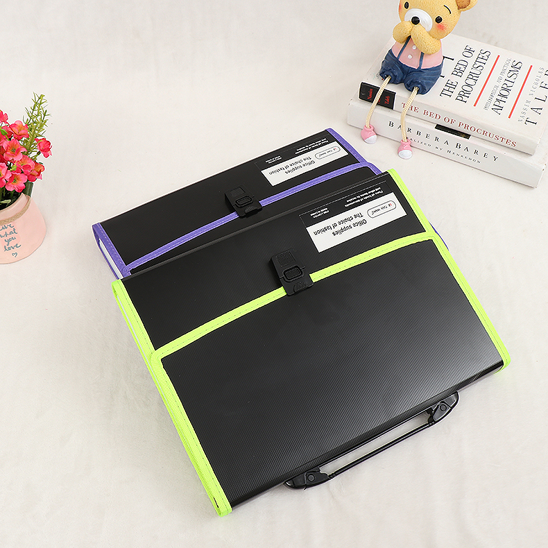 Portable A4 Expandable Cover Accordian File Organizer Hot Pressing Forming Multi-color 13 Pockets Expanding File Folder