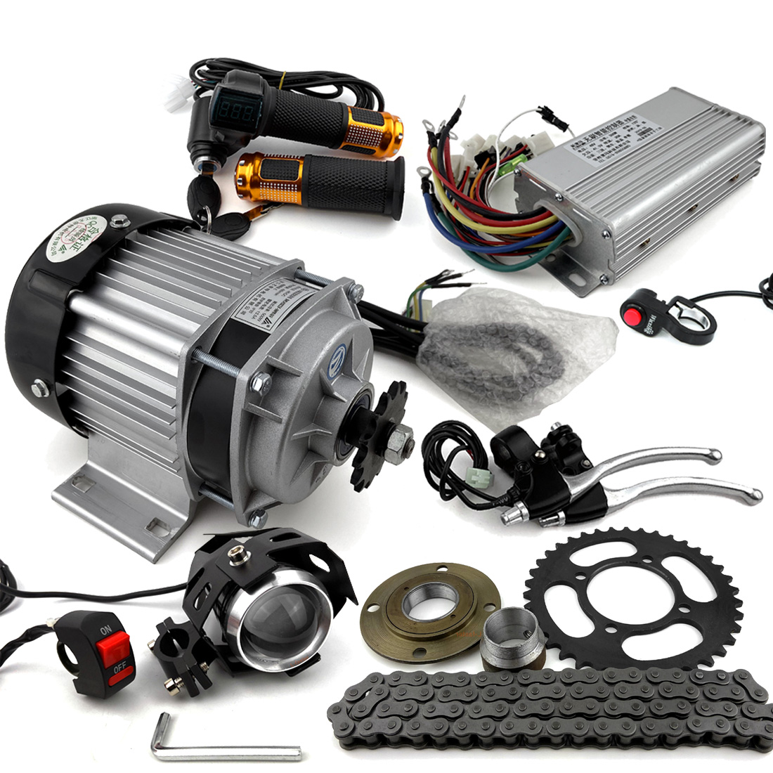 48V 500W Ricksha Bicycle Electric Power Kit With Geared Brushless Motor And Handle Accelerator Controller Unit