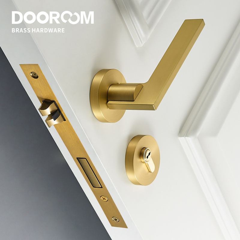 Набор латунных дверных замков Dooroom, современный простой Европейский замок для межкомнатной, спальни, ванной комнаты, Двойной Деревянный рычаг, ручка-пустышка