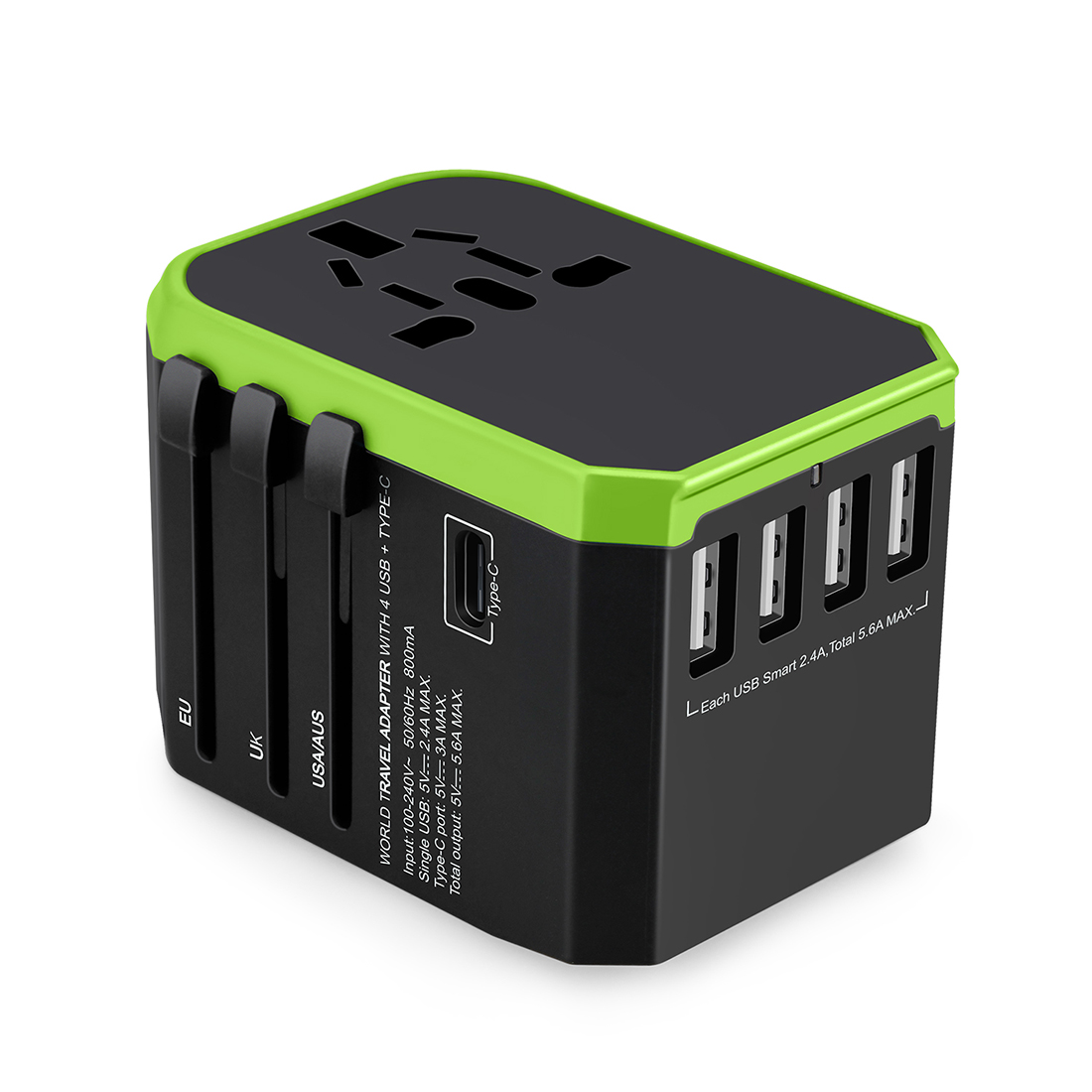 Универсальное зарядное устройство Wontravel 5,6a Type C, 5 USB-адаптеров для путешествий, многоштепсельный адаптер, рекламные подарки