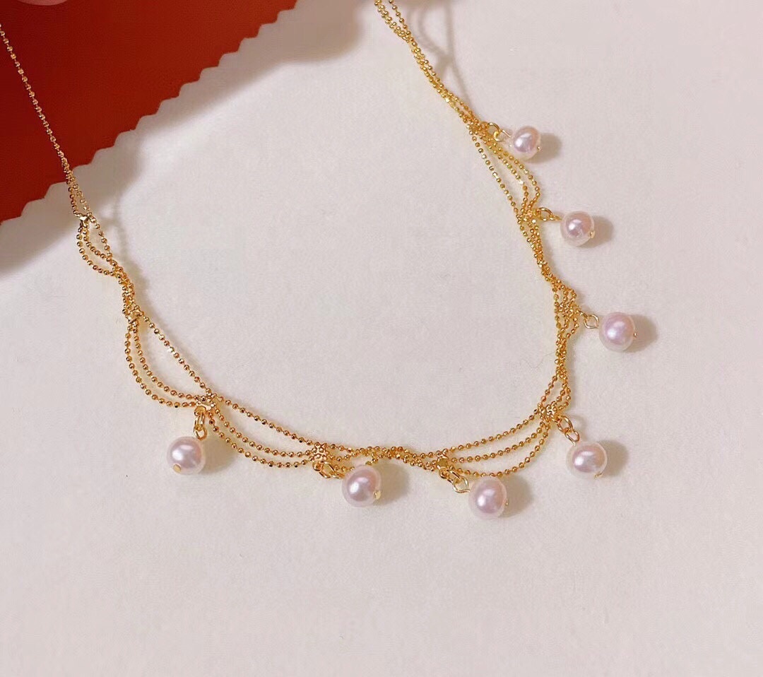 Haiyang 6-7mm Natural Freshwater Pearl Necklace for Women Lace Design Charm RomantiC Pearl Choker Fashion Jewelry Gift
