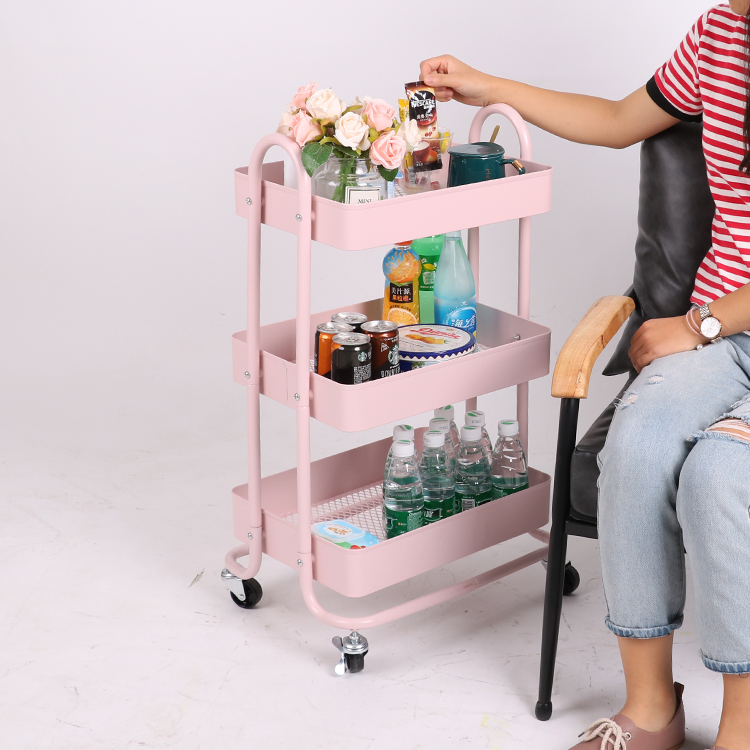 4 wheels 3 tier metal cart trolley