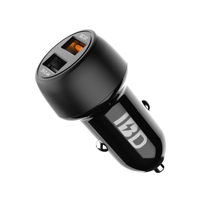IBD Universal QC3.0 30W Car Charger Fast Charge USB Port Dual Car Charger New