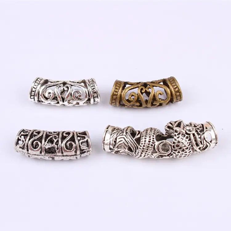 Wholesale Fashion DIY Retro hollow alloy bend Jewelry beaded dreadlocks Ring hair accessories for braids