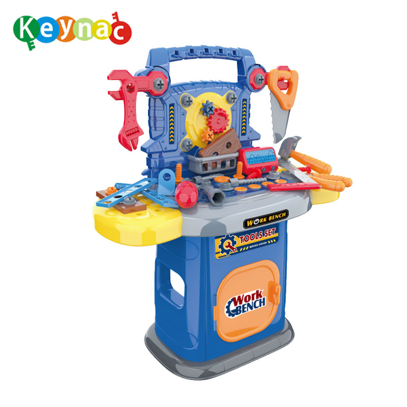 Educational Pretend Role Play Game Kids Working Bench Toolbox DIY Play Toy Set with Electtric Drill Sound & Light