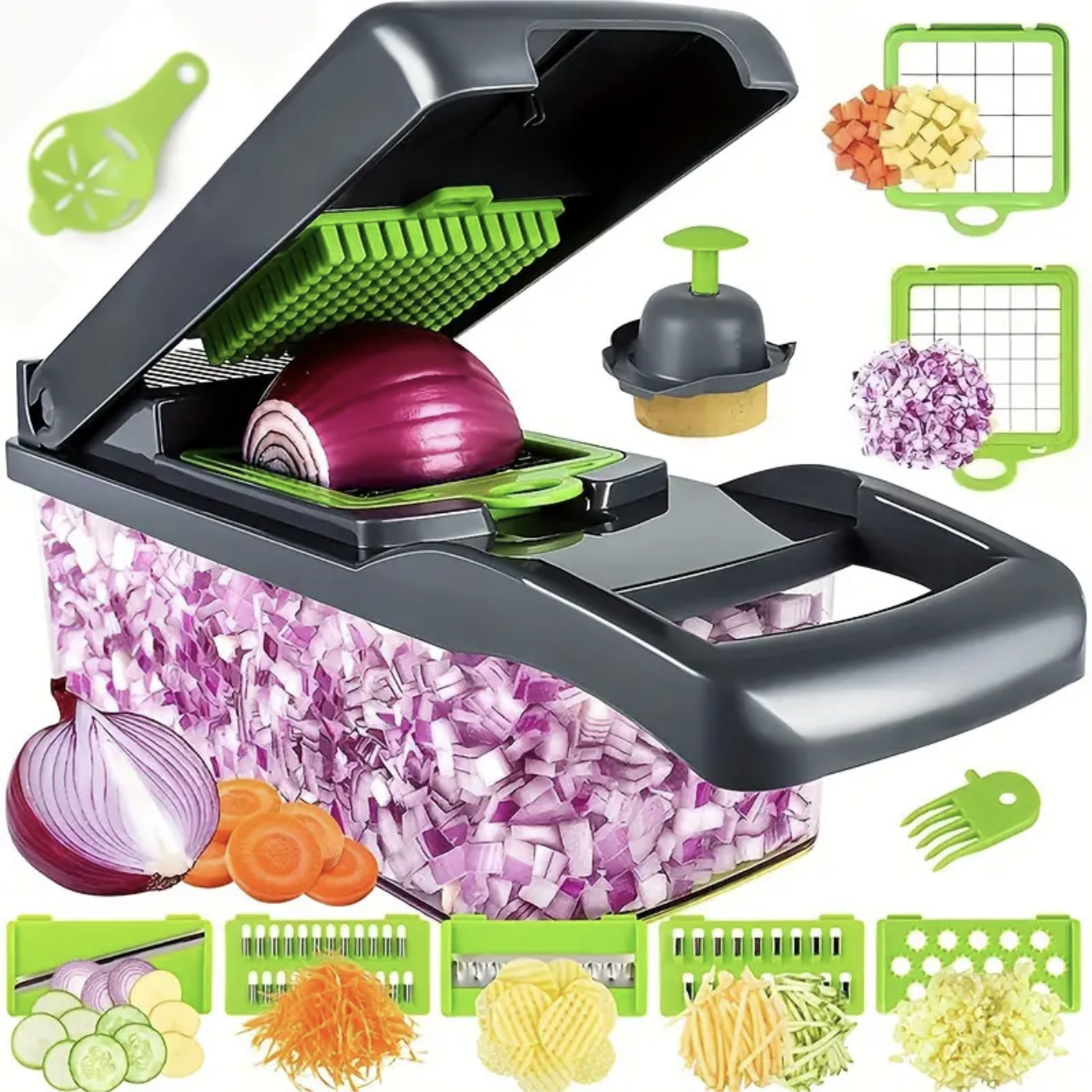 2024 Top Selling 16 in 1 Smart Kitchen Gadgets Fruit Vegetable Slicer Vegetable Chopper