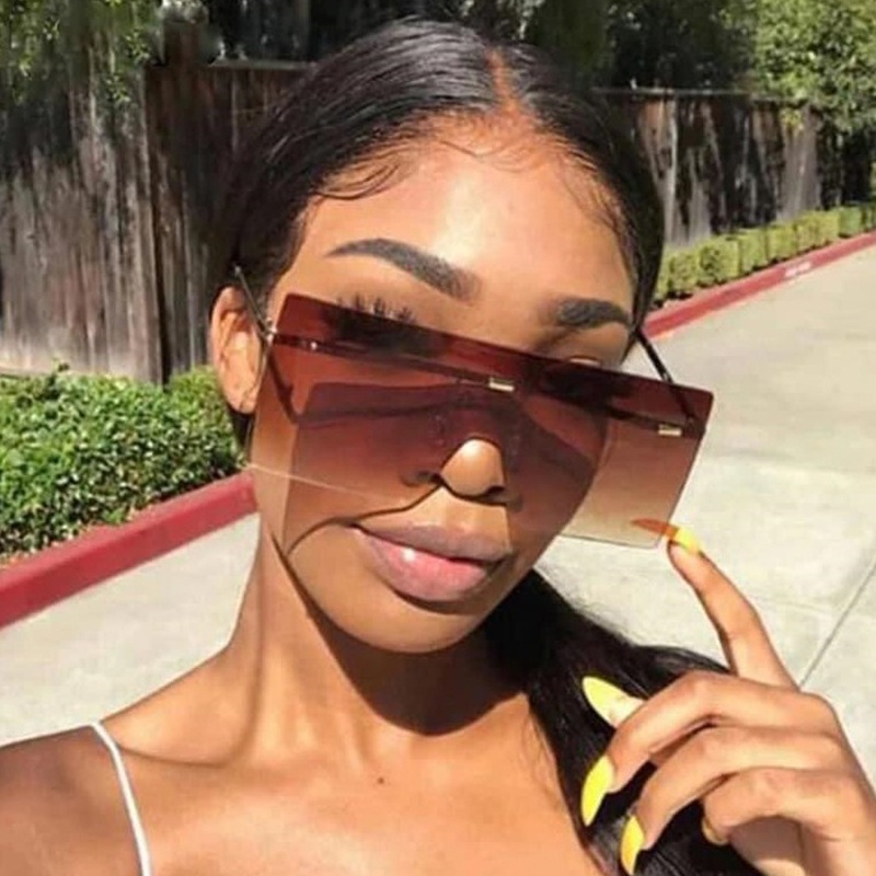 Oversized siamese sunglasses women farmeless vintage Sun glasses men square gradient glasses Vintage for women