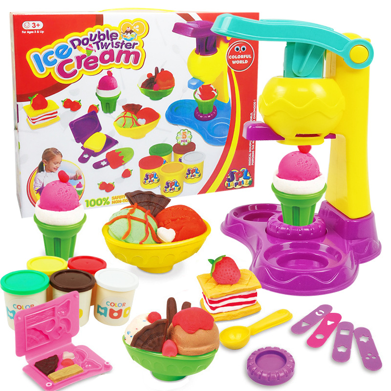 3D color clay plasticine ice cream machine handmade play house ice cream mold set DIY toy Children's learning toys