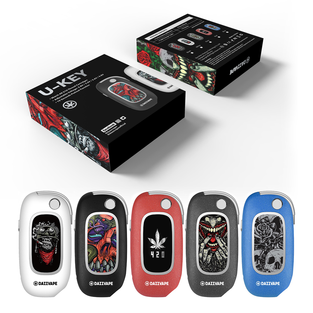 2019 лучшие продажи 510 картридж dazzvape U ключ контейнер под элемент питания vape флип ключ мод 350 мАч батарея