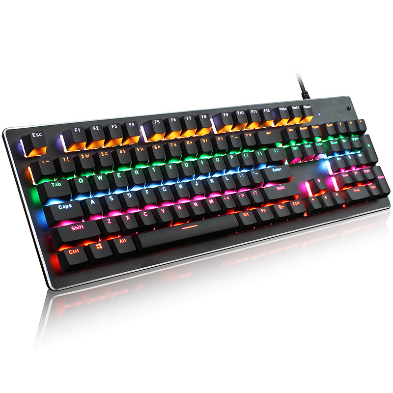 RGB светодиодная подсветка Проводная Механическая игровая клавиатура алюминиевое основание 104 стандартные клавиши