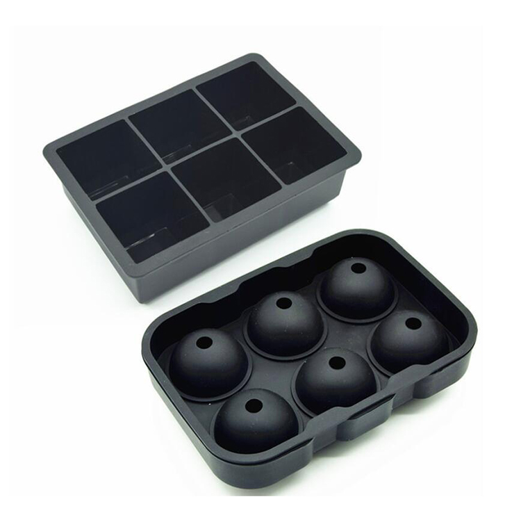 Hot sale Custom 6 cavities ice cube tray ice ball silicone set with lid