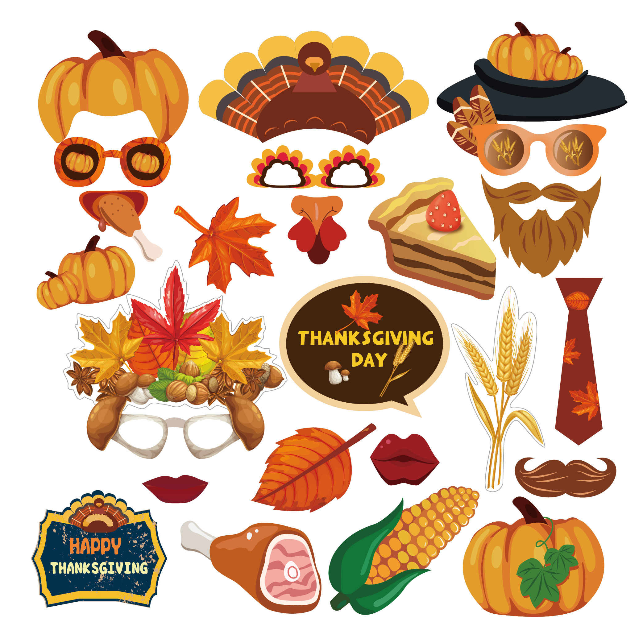 PZ177 25 PCS Thanksgiving Theme Party Funny Photo Studio Props Baby Photo Booth Prop Kids Birthday Decoration Party Supplies