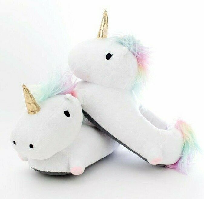 Factory customized OEM plush unicorn slipper lighting up plush stuffed slipper with light