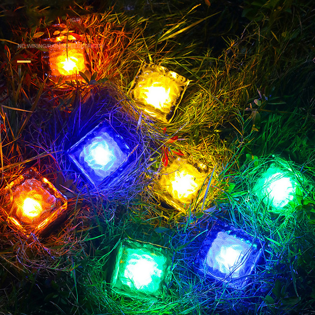 Solar Path Underground Buried Brick Light Led Creative Glass Stone Ice Cube Brick Solar Garden Driveway Security Light