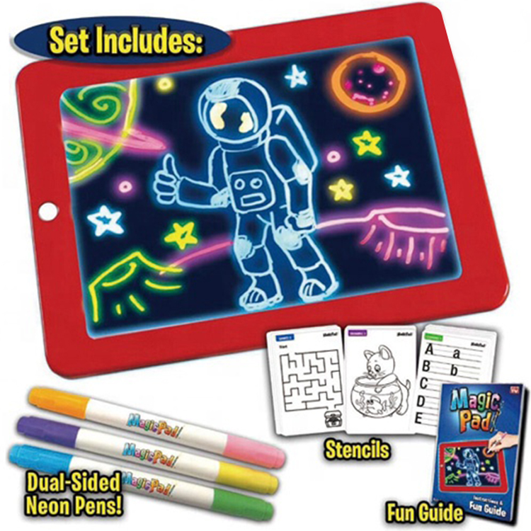 Learning Tool Luminous Writing Painting Board Drawing Toys with LED Light Up 3D Magic Drawing Pad for Kids