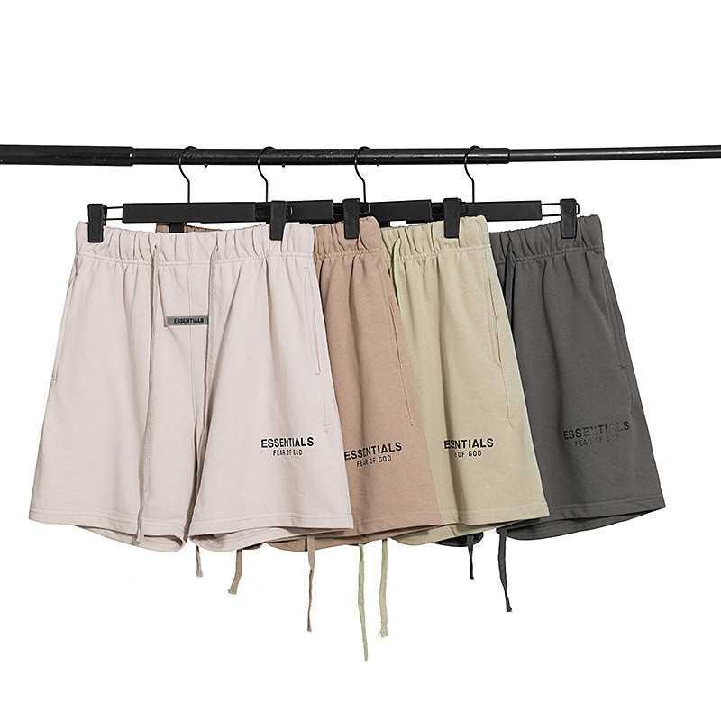 European and American summer double line letter printing adhesive stickers casual drawstring men's shorts custom fleece shorts