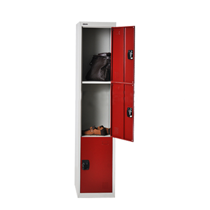 Modular Single Door Metal Locker Wardrobe Dresser Portable Cold-Rolled Steel Red Color Storage Cabinet for School Staff