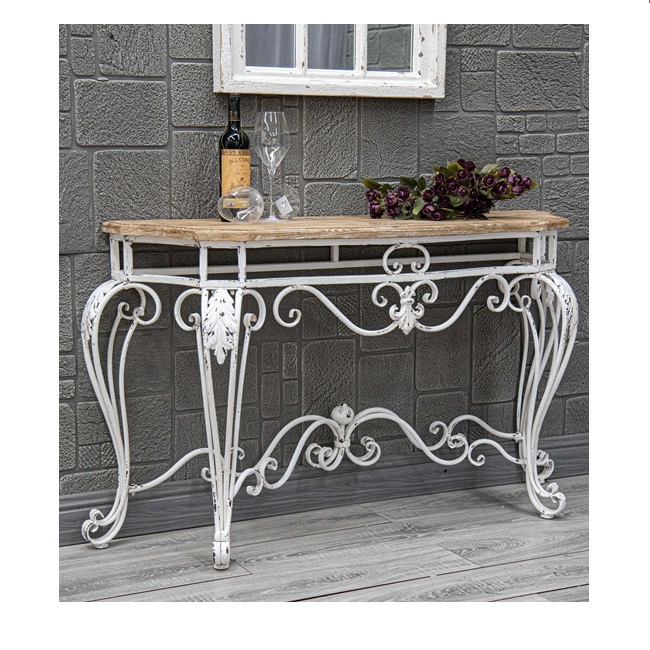 Wholesale Modern French Country European Design Decor Wood Console Table with Metal Leg for Living Room Entryway Hall Furniture