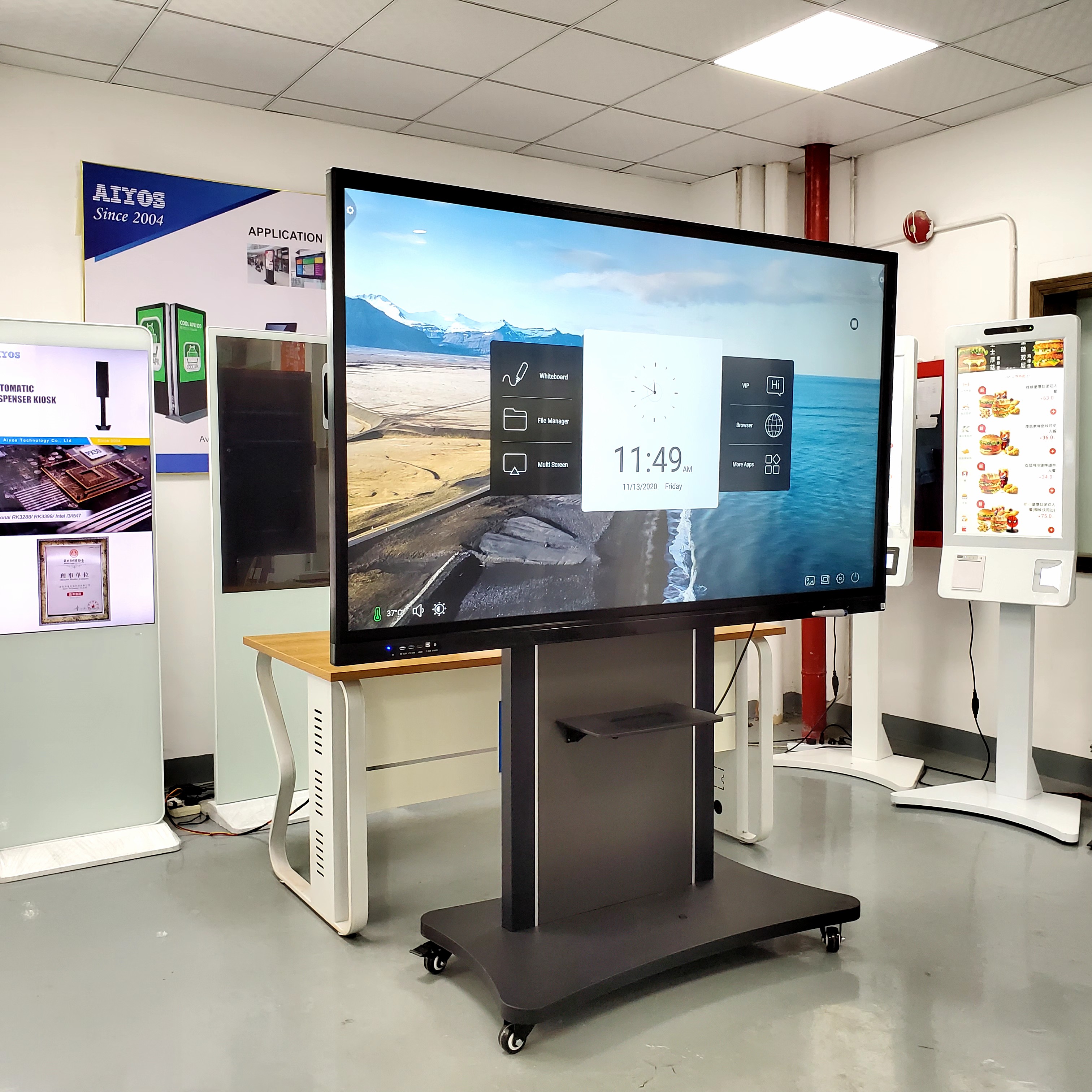 4K UHD ЖК-дисплей все в одном, 55 ~ 100 дюймов, инфракрасная электронная многосенсорная интерактивная сенсорная панель для конференций и классов