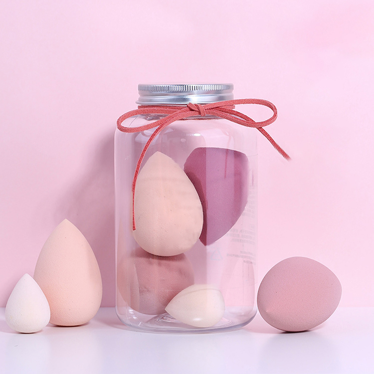 Новое поступление 2020, серия Green Pink, 7 шт., блендер для макияжа, косметическая губка с подарочным набором в бутылке