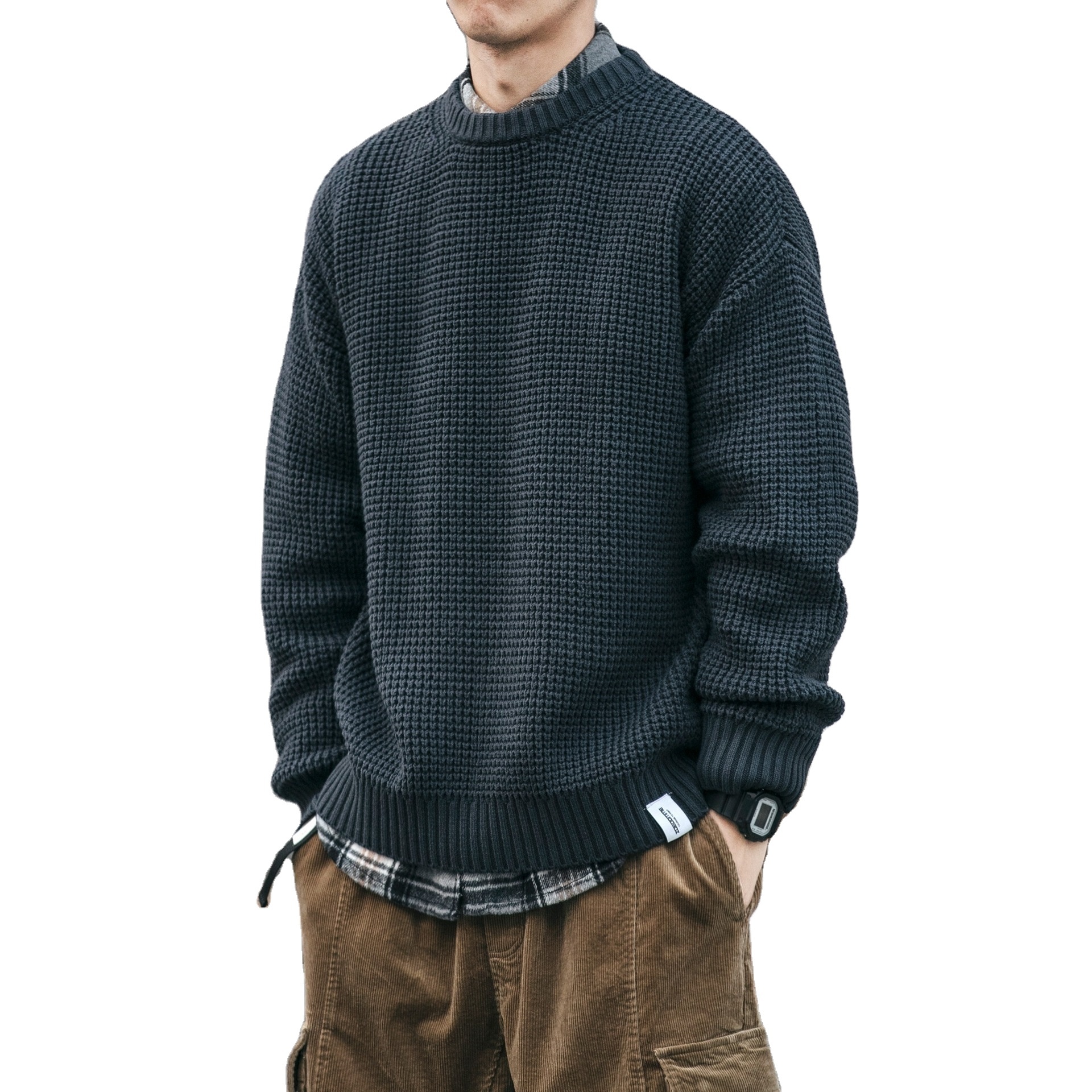 Winter Fashion Men's Knitted Pullover Round Neck Designer Korean Sweater Clothing Men's Pure Cotton