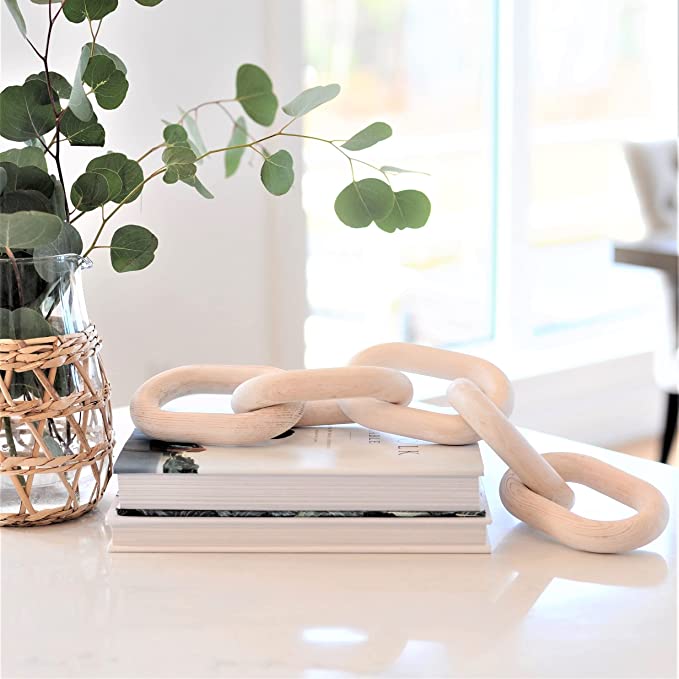 Country Style Jumbo Raw Wood Link Knot Polished Wooden Chain For Home Decoration